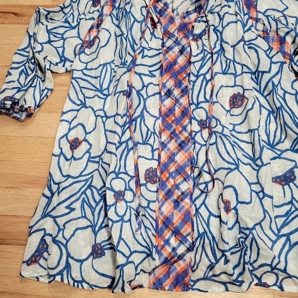 ZYGA LIN'N LAUNDRY Linen Blouse Size L Floral Art to Wear Mixed Pattern - Picture 3 of 11